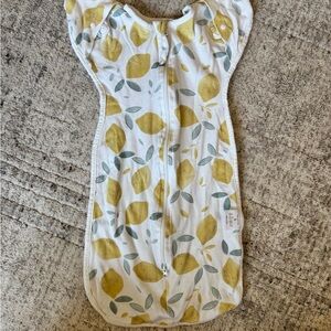 Yellow Lemon Print Baby Sleep Sack - adorable two way zip + arms in or out style